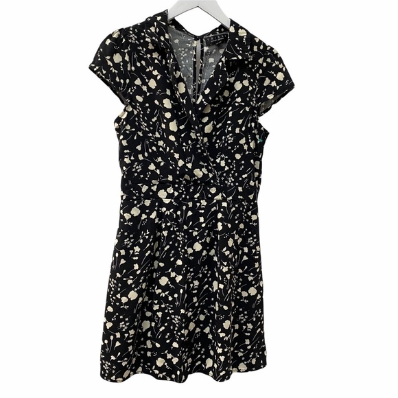 TRIXXI Dress Size Large Floral Black Ivory Rayon - Picture 1 of 11